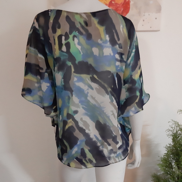 $5 W/BUNDLE I-N-C Blouse Blues & Greens Size 2 - Picture 4 of 8